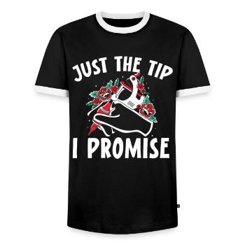 Just the tip I promise tattooist tattooing - Men's Ringer Shirt - black/white - Front - AI Model Female 172 light (172cm) & AI Model Male 178 light (178cm)