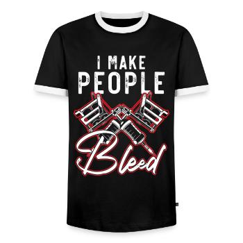 I make people bleed tattoo artist tattoo artist - Men's Ringer Shirt - black/white - Front - AI Model Female 172 light (172cm) & AI Model Male 178 light (178cm)
