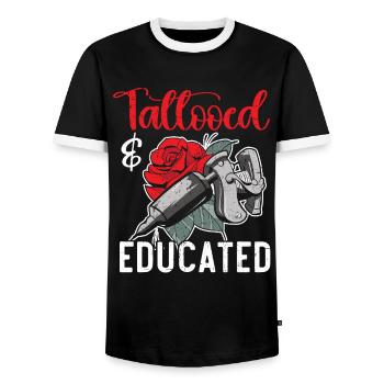 Tattooed And Educated Tattoo Artist Tattoo Tatto - Men's Ringer Shirt - black/white - Front - AI Model Female 172 light (172cm) & AI Model Male 178 light (178cm)