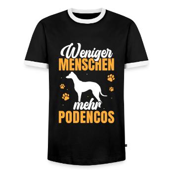 Mehr Podencos spanischer Windhund - Männer Kontrast-T-Shirt - Schwarz/Weiß - Vorne - AI Model Female 172 light (172cm) & AI Model Male 178 light (178cm)
