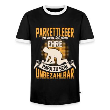 Parkettleger sein ist eine Ehre Fußbodenleger - Männer Kontrast-T-Shirt - Schwarz/Weiß - Vorne - AI Model Female 172 light (172cm) & AI Model Male 178 light (178cm)