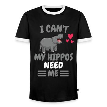 Ich kann nicht Hippo Afrika Tier Geschenk Nilpferd - Männer Kontrast-T-Shirt - Schwarz/Weiß - Vorne - AI Model Female 172 light (172cm) & AI Model Male 178 light (178cm)