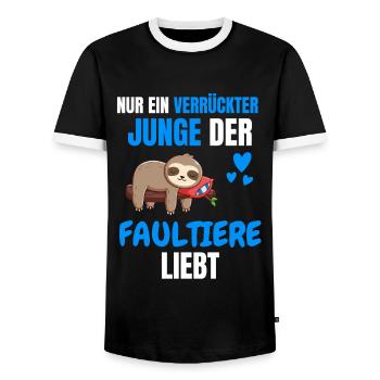 Tropisches Tier Jungs Lustiges Geschenk Faultier - Männer Kontrast-T-Shirt - Schwarz/Weiß - Vorne - AI Model Female 172 light (172cm) & AI Model Male 178 light (178cm)