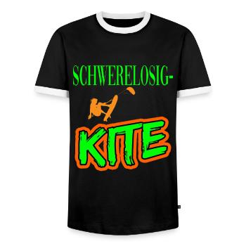 Schwerelosigkeit Kitesurfen Kiten für Kiter - Männer Kontrast-T-Shirt - Schwarz/Weiß - Vorne - AI Model Female 172 light (172cm) & AI Model Male 178 light (178cm)