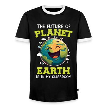 Rette die Erde Umweltliebe Umweltbewusste Kinder - Männer Kontrast-T-Shirt - Schwarz/Weiß - Vorne - AI Model Female 172 light (172cm) & AI Model Male 178 light (178cm)