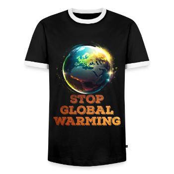Erderwärmung Stop Rettet die Erde Klimaaktivist - Männer Kontrast-T-Shirt - Schwarz/Weiß - Vorne - AI Model Female 172 light (172cm) & AI Model Male 178 light (178cm)