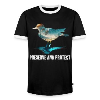 Earth Day Species Conservation Save the Animals Environment - Men's Ringer Shirt - black/white - Front - AI Model Female 172 light (172cm) & AI Model Male 178 light (178cm)