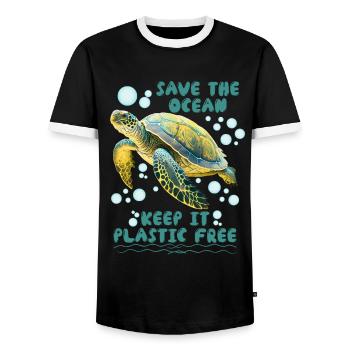 Sauvons les tortues Sauvons l’océan Conservation - T-shirt contrasté Homme - noir/blanc - Devant - AI Model Female 172 light (172cm) & AI Model Male 178 light (178cm)