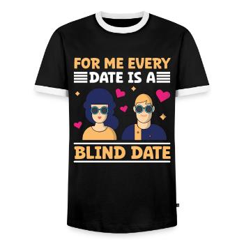Blindness Every Date Blind Date Blind People - Men's Ringer Shirt - black/white - Front - AI Model Female 172 light (172cm) & AI Model Male 178 light (178cm)
