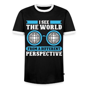 Blindness World From Different Perspective Blind - Men's Ringer Shirt - black/white - Front - AI Model Female 172 light (172cm) & AI Model Male 178 light (178cm)