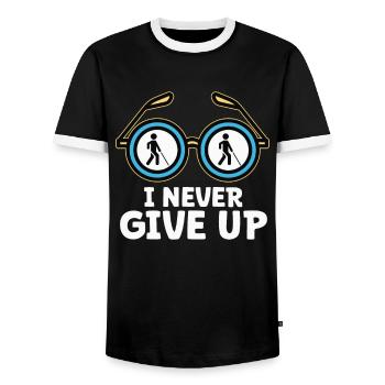 Blindheit I Never Give Up Blindness Awareness - Men's Ringer Shirt - black/white - Front - AI Model Female 172 light (172cm) & AI Model Male 178 light (178cm)