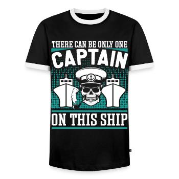 Capitaine Un seul capitaine sur ce bateau de navire - T-shirt contrasté Homme - noir/blanc - Devant - AI Model Female 172 light (172cm) & AI Model Male 178 light (178cm)