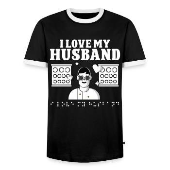 Blindheit I Love My Husband Blindness Awareness - Männer Kontrast-T-Shirt - Schwarz/Weiß - Vorne - AI Model Female 172 light (172cm) & AI Model Male 178 light (178cm)