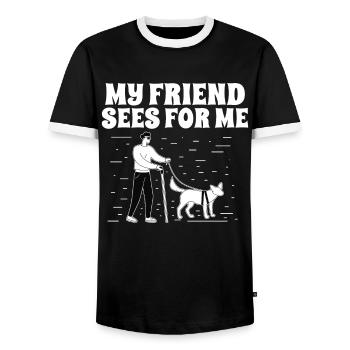 Blindheit My Friend Sees For Me Blinde Menschen - Männer Kontrast-T-Shirt - Schwarz/Weiß - Vorne - AI Model Female 172 light (172cm) & AI Model Male 178 light (178cm)