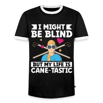 Blindheit My Life Cane-tastic Blindness Awareness - Männer Kontrast-T-Shirt - Schwarz/Weiß - Vorne - AI Model Female 172 light (172cm) & AI Model Male 178 light (178cm)
