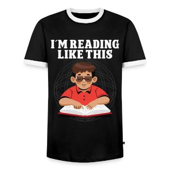 Blindness in Reading Like This Blindness Awareness - Men's Ringer Shirt - black/white - Front - AI Model Female 172 light (172cm) & AI Model Male 178 light (178cm)