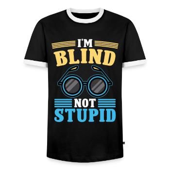 Blindheit I'm Blind Not Stupid Blindness Awareness - Men's Ringer Shirt - black/white - Front - AI Model Female 172 light (172cm) & AI Model Male 178 light (178cm)