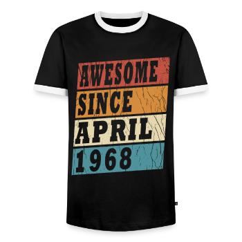 1968 Avril 1968 Jubilé Avril 1968 Avril - T-shirt contrasté Homme - noir/blanc - Devant - AI Model Female 172 light (172cm) & AI Model Male 178 light (178cm)