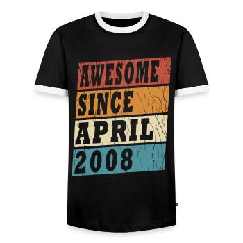 April 2008 Geburtstag April 2008 Geschenk - Männer Kontrast-T-Shirt - Schwarz/Weiß - Vorne - AI Model Female 172 light (172cm) & AI Model Male 178 light (178cm)