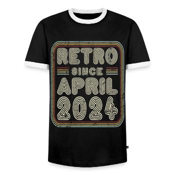 Birthday April 2024 Retro Gift - Men's Ringer Shirt - black/white - Front - AI Model Female 172 light (172cm) & AI Model Male 178 light (178cm)