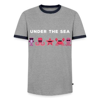 L’avenir des animaux aquatiques - T-shirt contrasté Homme - gris/marine  - Devant - AI Model Female 172 light (172cm) & AI Model Male 178 light (178cm)