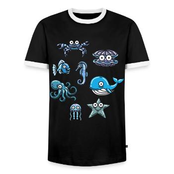 Wassertier Ozean Leben Meerestier - Männer Kontrast-T-Shirt - Schwarz/Weiß - Vorne - AI Model Female 172 light (172cm) & AI Model Male 178 light (178cm)