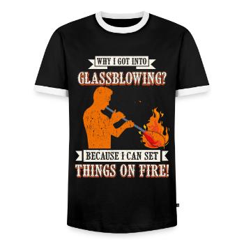 Handblown glass design for a glassblower - Men's Ringer Shirt - black/white - Front - AI Model Female 172 light (172cm) & AI Model Male 178 light (178cm)
