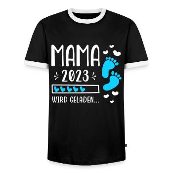 Mutter 2023 Werdende Mama Loading 2023 - Männer Kontrast-T-Shirt - Schwarz/Weiß - Vorne - AI Model Female 172 light (172cm) & AI Model Male 178 light (178cm)
