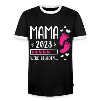Mutter 2023 Werdende Mama Loading 2023 - Männer Kontrast-T-Shirt - Schwarz/Weiß - Vorne - AI Model Female 172 light (172cm) & AI Model Male 178 light (178cm)