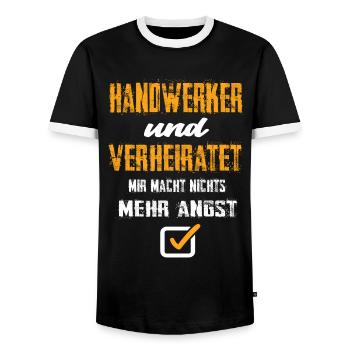 Handwerker Und Verheiratet Mir Macht Nix Mehr Angs - Männer Kontrast-T-Shirt - Schwarz/Weiß - Vorne - AI Model Female 172 light (172cm) & AI Model Male 178 light (178cm)