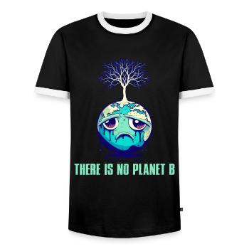 There is no Planet B Earth Day Mission Erde - Men's Ringer Shirt - black/white - Front - AI Model Female 172 light (172cm) & AI Model Male 178 light (178cm)