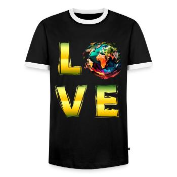 Environment LOVE Earth Day Mission Earth Nature - Men's Ringer Shirt - black/white - Front - AI Model Female 172 light (172cm) & AI Model Male 178 light (178cm)