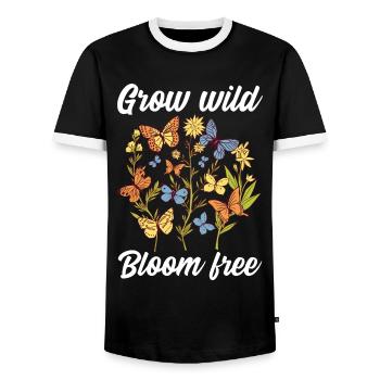 Grow wild bloom free - Männer Kontrast-T-Shirt - Schwarz/Weiß - Vorne - AI Model Female 172 light (172cm) & AI Model Male 178 light (178cm)