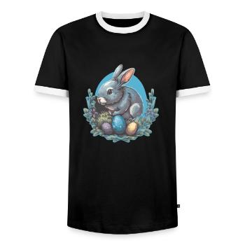 Lapin de Pâques - T-shirt contrasté Homme - noir/blanc - Devant - AI Model Female 172 light (172cm) & AI Model Male 178 light (178cm)