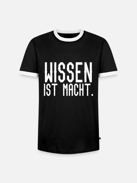 Wissen ist Macht - Männer Kontrast-T-Shirt - Schwarz/Weiß