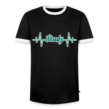 Studieren Herzschlag - Männer Kontrast-T-Shirt - Schwarz/Weiß - Vorne - AI Model Female 172 light (172cm) & AI Model Male 178 light (178cm)