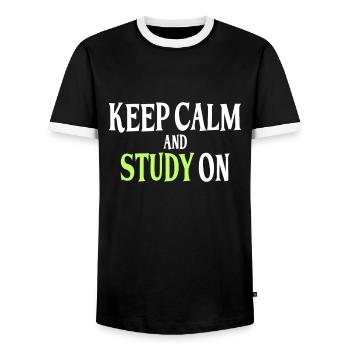 Studieren Spruch - Männer Kontrast-T-Shirt - Schwarz/Weiß - Vorne - AI Model Female 172 light (172cm) & AI Model Male 178 light (178cm)