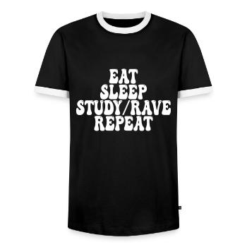 Studieren und Raven - Männer Kontrast-T-Shirt - Schwarz/Weiß - Vorne - AI Model Female 172 light (172cm) & AI Model Male 178 light (178cm)