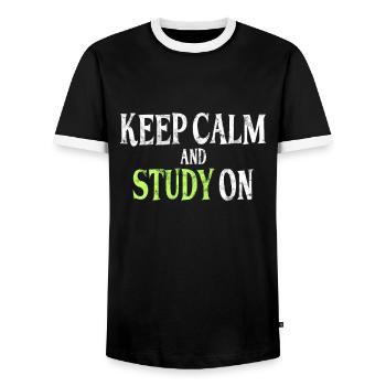 Studieren Spruch - Männer Kontrast-T-Shirt - Schwarz/Weiß - Vorne - AI Model Female 172 light (172cm) & AI Model Male 178 light (178cm)