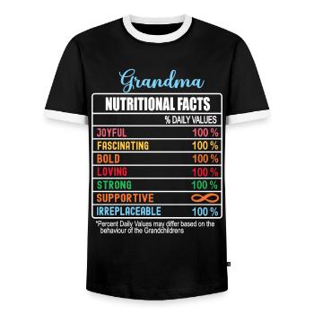 Grand-mère Faits nutritionnels Fête des grands-parents drôle - T-shirt contrasté Homme - noir/blanc - Devant - AI Model Female 172 light (172cm) & AI Model Male 178 light (178cm)