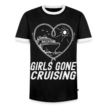 Girls Gone Cruising 2023 Fun Cruise Party Design - Men's Ringer Shirt - black/white - Front - AI Model Female 172 light (172cm) & AI Model Male 178 light (178cm)