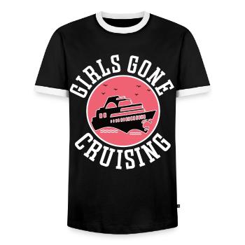 Girls Gone Cruising 2023 Fun Cruise Party Design - Men's Ringer Shirt - black/white - Front - AI Model Female 172 light (172cm) & AI Model Male 178 light (178cm)