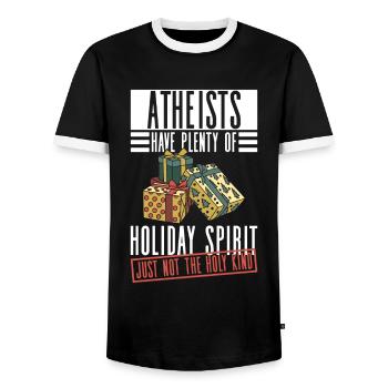 Athéisme athée Anti Église Noël - T-shirt contrasté Homme - noir/blanc - Devant - AI Model Female 172 light (172cm) & AI Model Male 178 light (178cm)