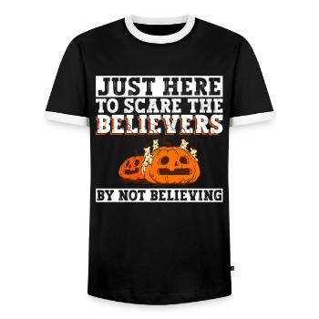 Atheist Atheismus Anti Kirche Halloween - Männer Kontrast-T-Shirt - Schwarz/Weiß - Vorne - AI Model Female 172 light (172cm) & AI Model Male 178 light (178cm)