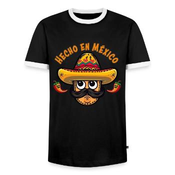 Mexico Beach Holiday by the Sea Design Beach Motif - Men's Ringer Shirt - black/white - Front - AI Model Female 172 light (172cm) & AI Model Male 178 light (178cm)
