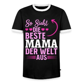So sieht die beste Mama der Welt aus - Muttertag - Männer Kontrast-T-Shirt - Schwarz/Weiß - Vorne - AI Model Female 172 light (172cm) & AI Model Male 178 light (178cm)