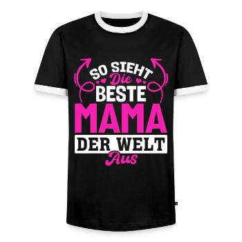 So sieht die beste Mama der Welt aus - Muttertag - Männer Kontrast-T-Shirt - Schwarz/Weiß - Vorne - AI Model Female 172 light (172cm) & AI Model Male 178 light (178cm)