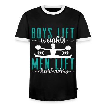Cheerleading Garçons Soulever des poids Hommes Soulever des encouragements - T-shirt contrasté Homme - noir/blanc - Devant - AI Model Female 172 light (172cm) & AI Model Male 178 light (178cm)