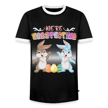 Joyeux oeuf de Pâques specte maman et papa - T-shirt contrasté Homme - noir/blanc - Devant - AI Model Female 172 light (172cm) & AI Model Male 178 light (178cm)
