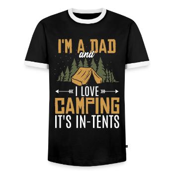 Camping Papa Witz Vatertag - Männer Kontrast-T-Shirt - Schwarz/Weiß - Vorne - AI Model Female 172 light (172cm) & AI Model Male 178 light (178cm)